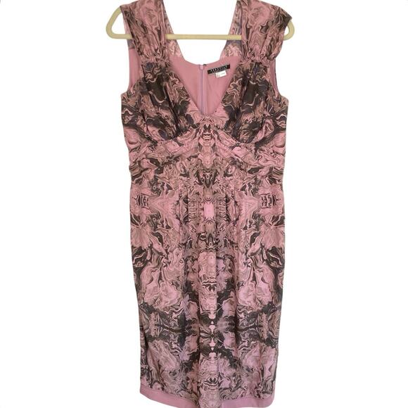 Peruvian Connection Dresses & Skirts - Peruvian Connection Womens 12 Pink Silk Babydoll Print Midi Dress Fairy Y2K Boho
